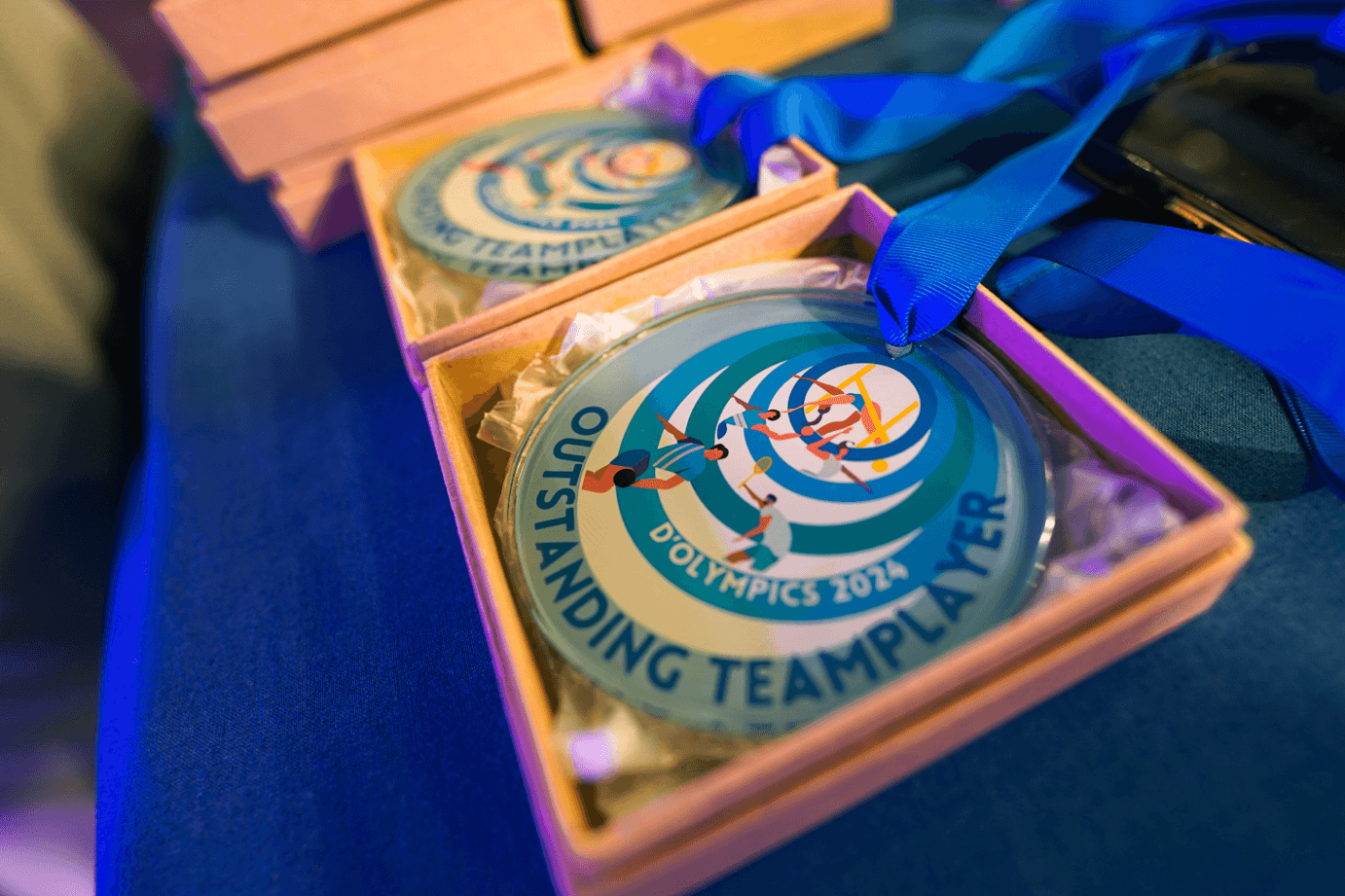 Winners of the team challenges with their medals